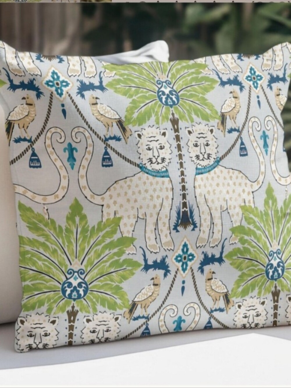 2 Jaguar Bird Palm Tree Boho Outdoor Accent Throw Pillows Gatsby